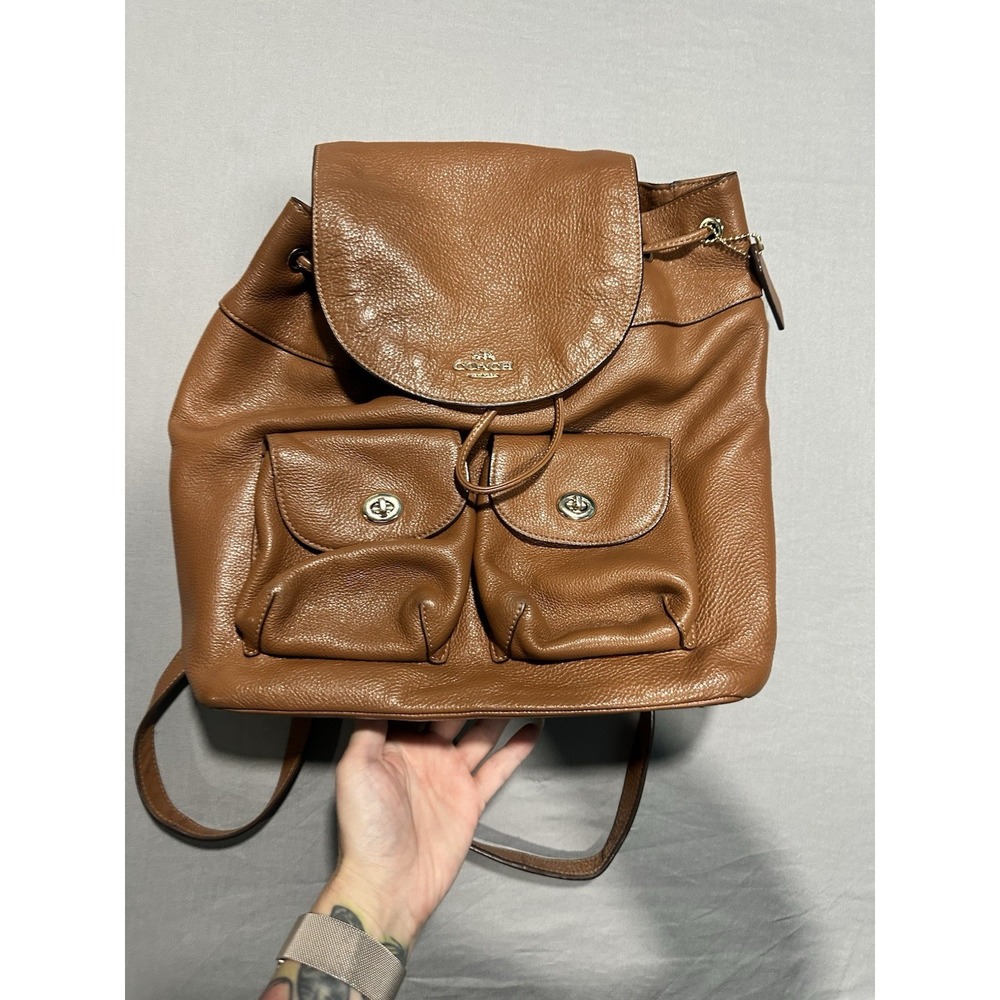 VTG‎ Coach Pebble Leather Billie Saddle Brown Backpack